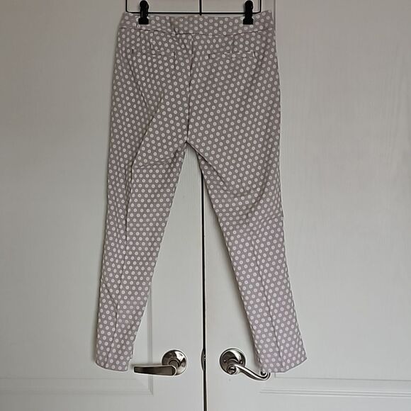 Banana Republic Women's Jacquard Polka Dot Ankle Pants Cream & White Size 2 - Picture 4 of 16